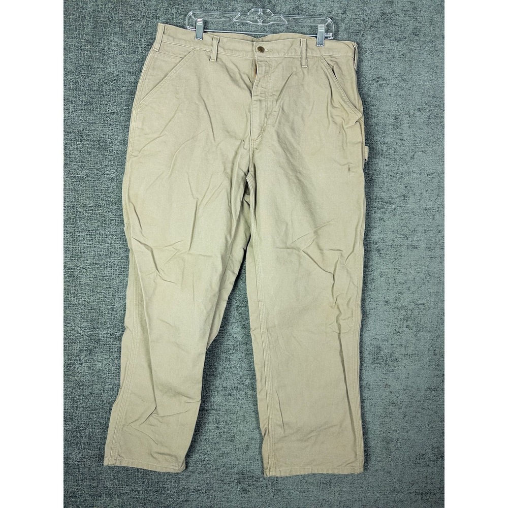 Carhartt B11 Dungaree Fit Carpenter Pants Mens 38x30 Tan Khaki Cotton Workwear
